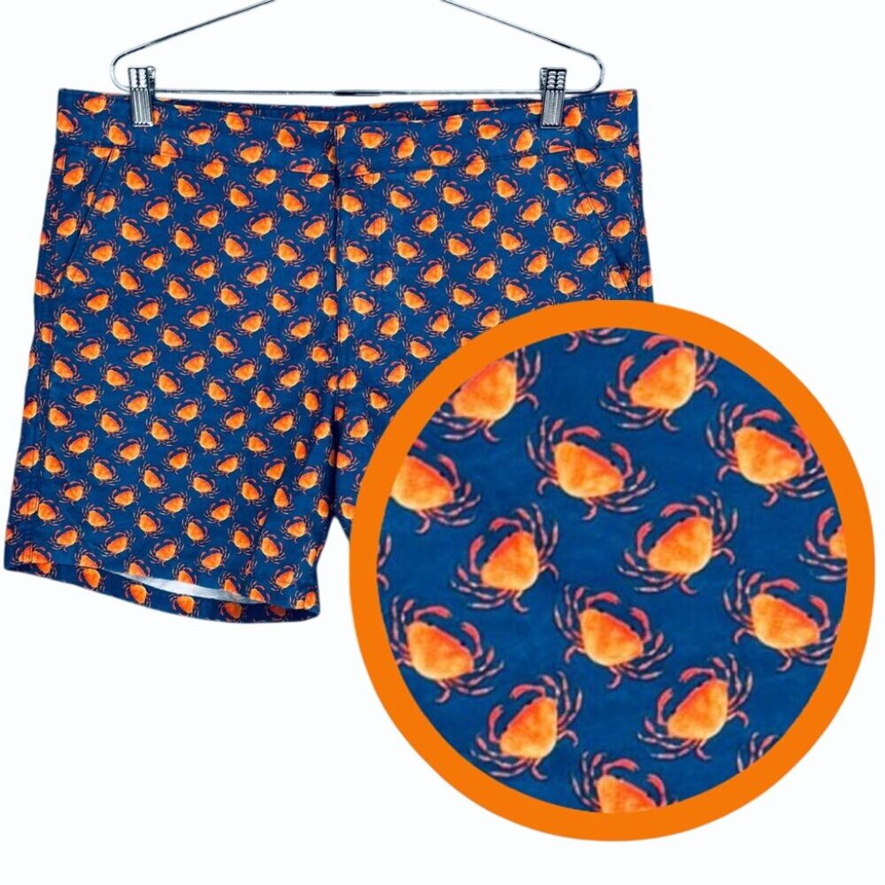 Retromarine NYC Mens Luxury‎ Swim Trunks Shorts Size 34 Novelty Crabs Pockets
